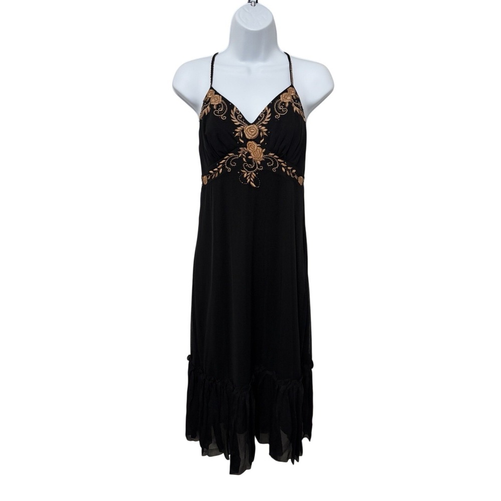 Vintage Y2K Whimsical Babydoll Beaded Embroidered Fairy Grunge Dress Deadstock